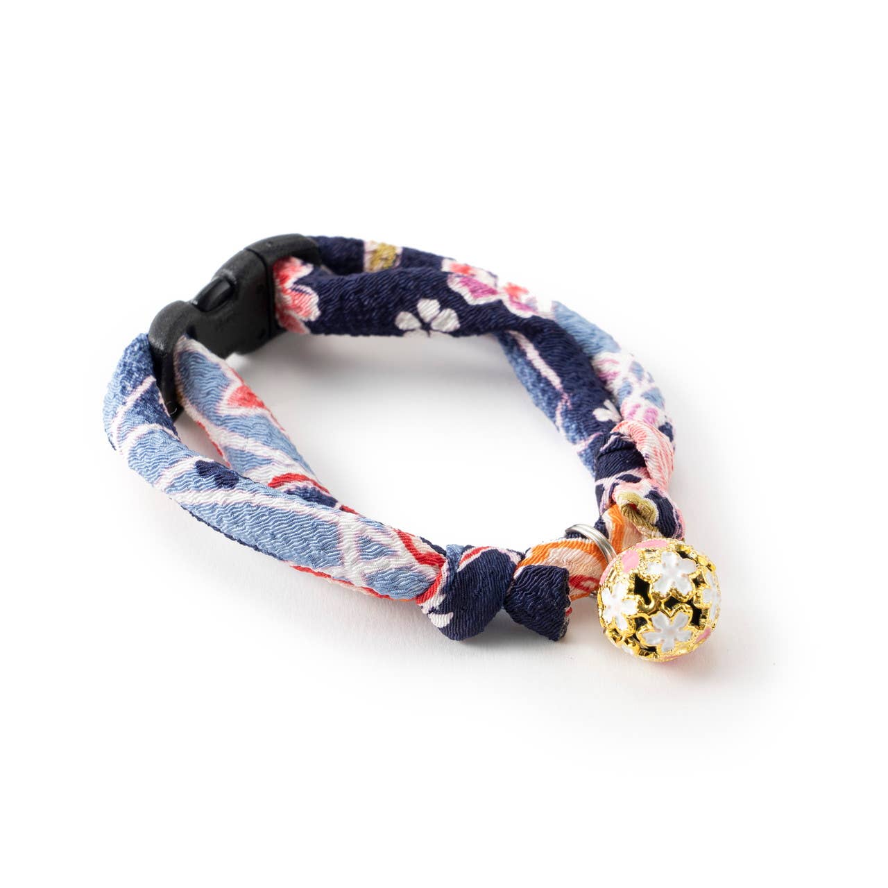 Chirimen Sakura Cat Collar (Blue)