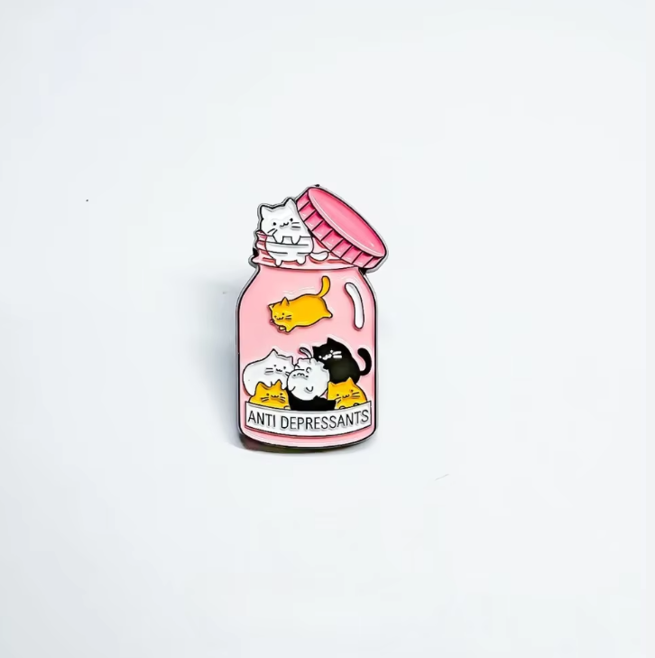 "Anti-Depressant" Cat Enamel Pin