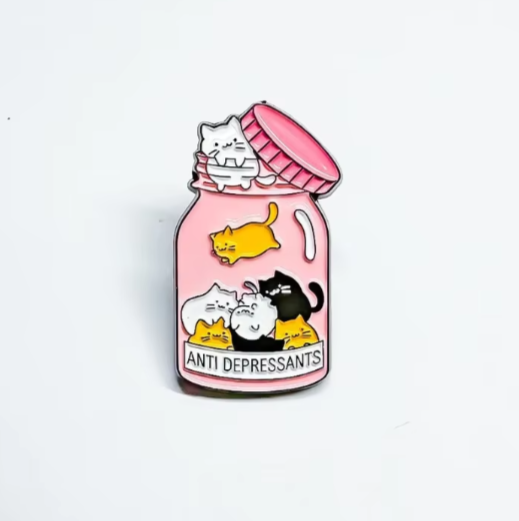 "Anti-Depressant" Cat Enamel Pin