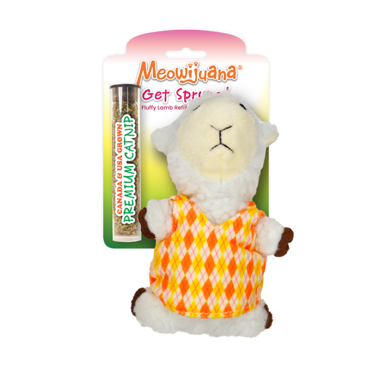 Get Sprung Fluffy Lamb Refillable Catnip Cat Toy