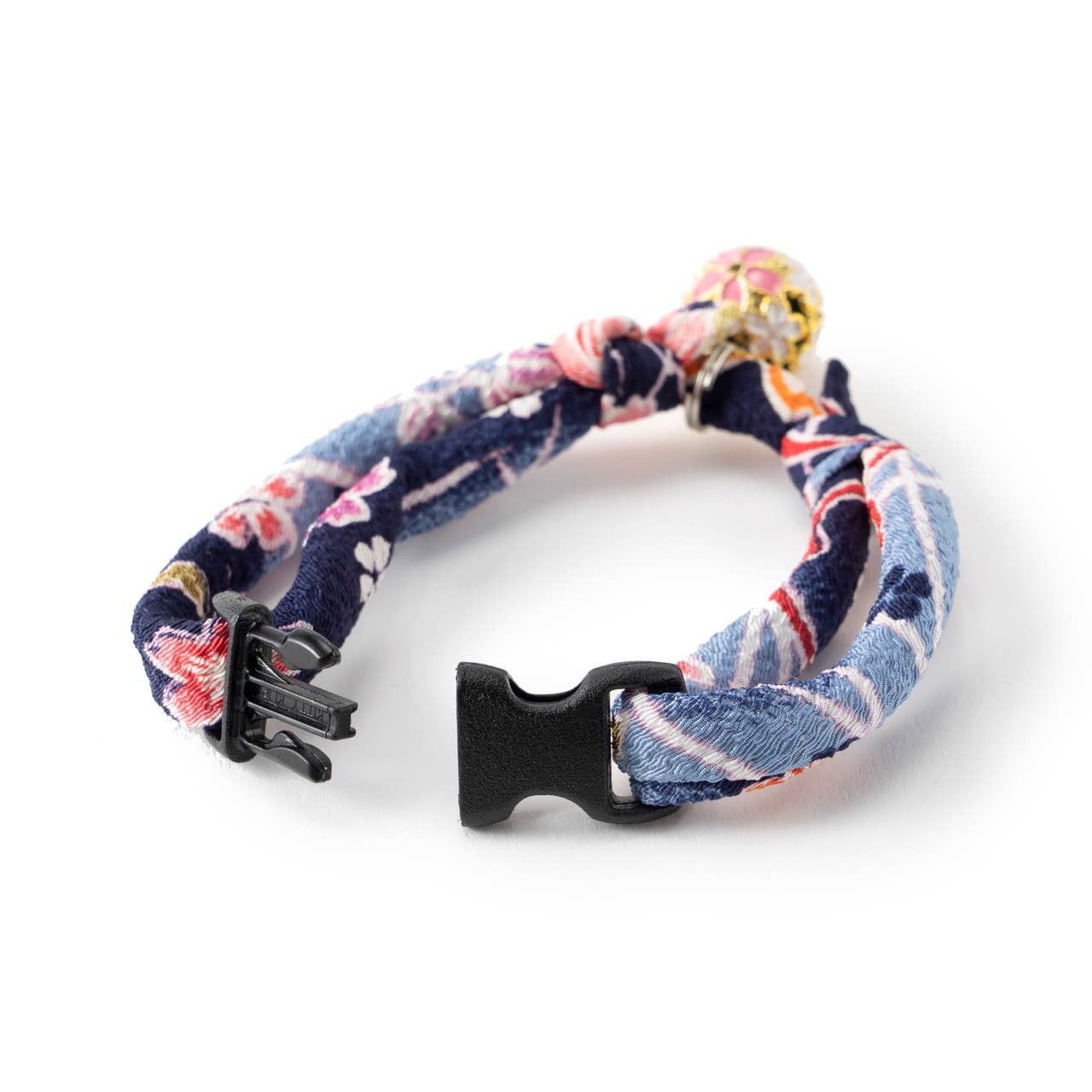 Chirimen Sakura Cat Collar (Blue)