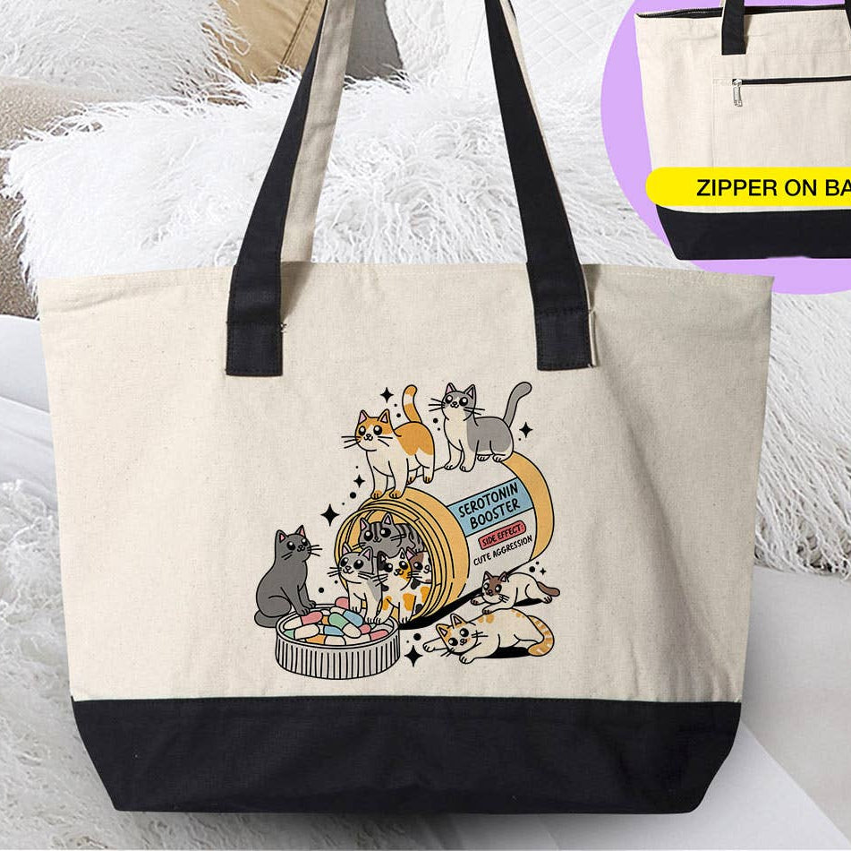 Serotonin Booster Cats - Canvas Tote Bag