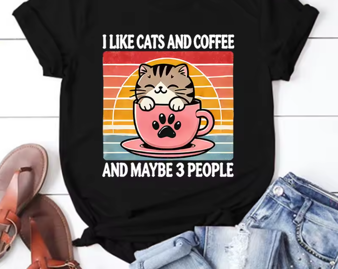 I Like Cats, Coffee and Maybe 3 People T-Shirt