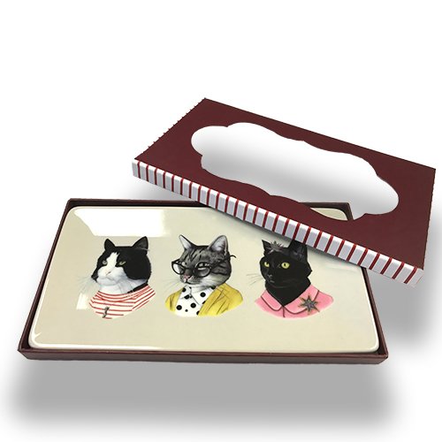 Berkley Bestiary Cat Portraits Rectangle Porcelain Tray