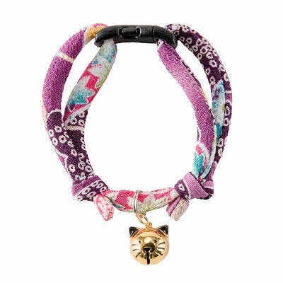 Chirimen Hanabi Fireworks Cat Collar (Purple)