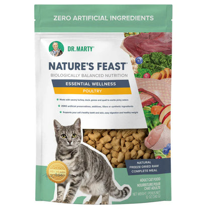 Dr. Marty Nature's Feast Freeze Dried Raw Cat Food Essential Wellness Poultry Recipe
