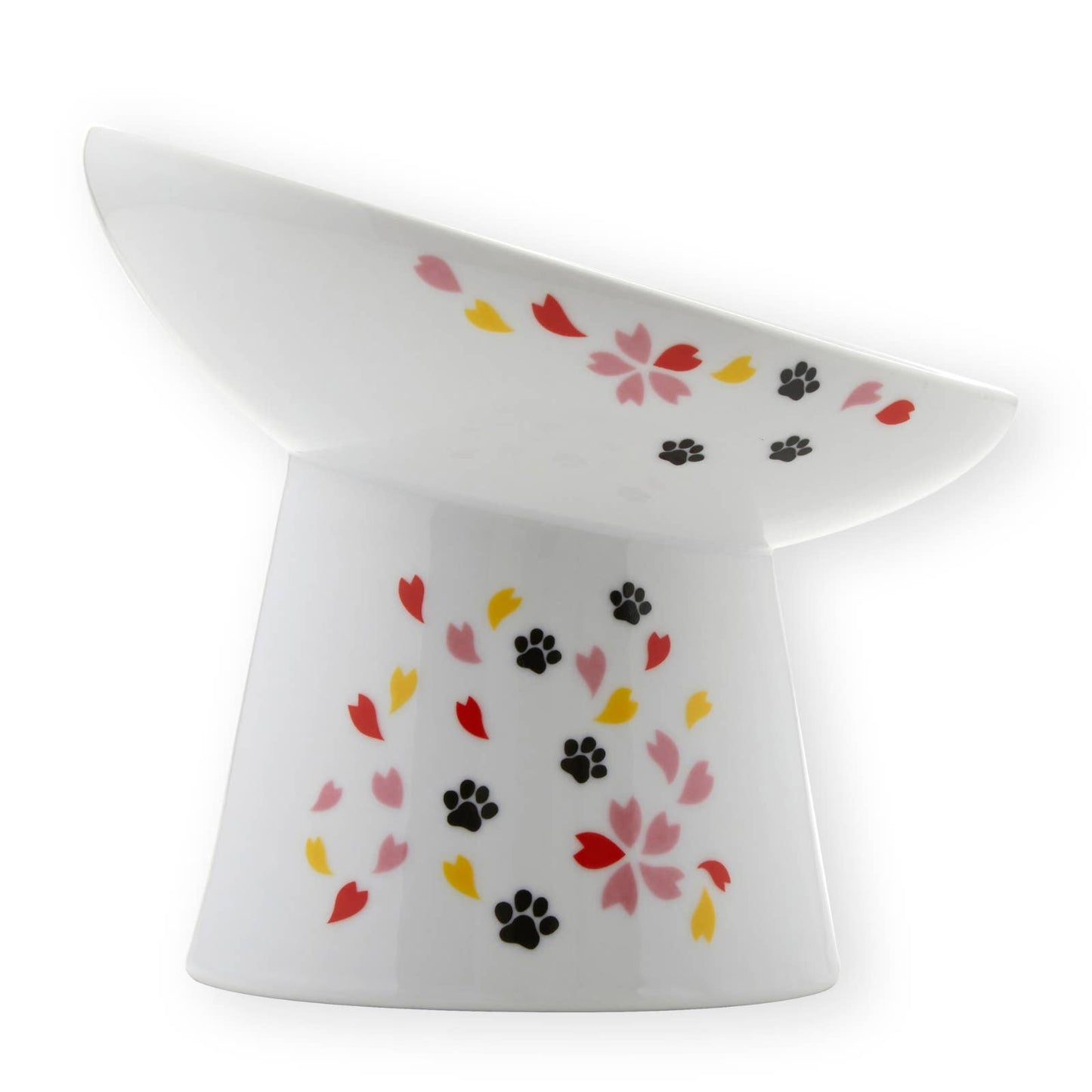 Tilted Stress Free Raised Cat Food Bowl (Sakura Edition)
