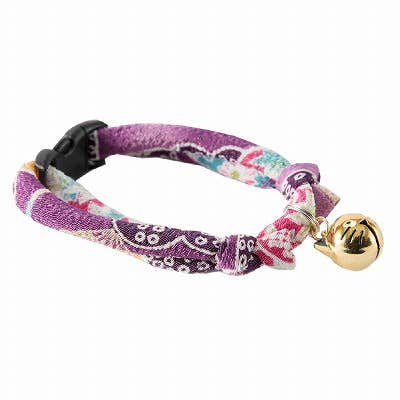 Chirimen Hanabi Fireworks Cat Collar (Purple)