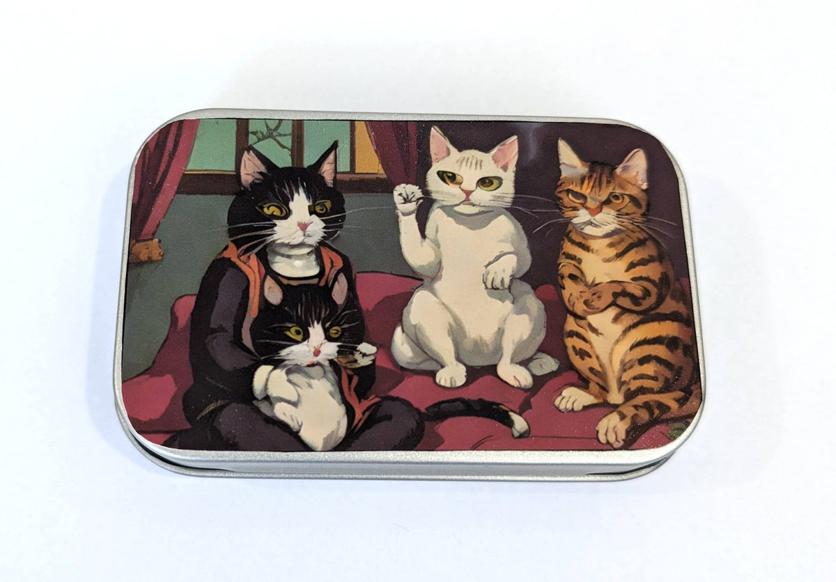 Catnip Tin with 1/3rd oz of freshly sealed catnip.