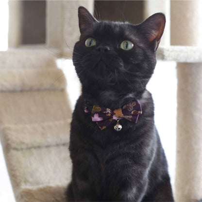 Kimono Bow Tie Cat Collar (Purple)