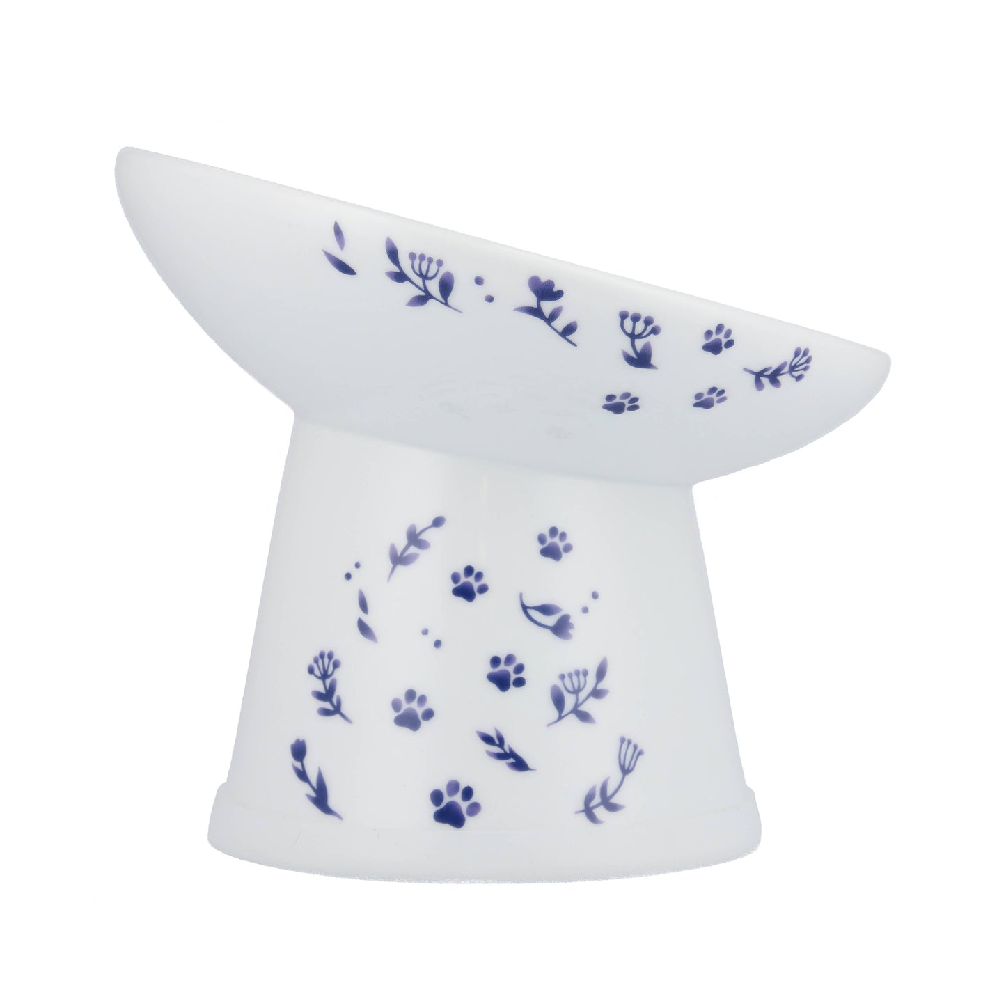 Tilted Stress Free Raised Cat Food Bowl (Nordic Blue)