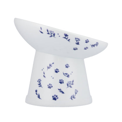 Tilted Stress Free Raised Cat Food Bowl (Nordic Blue)