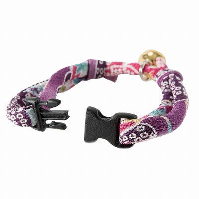 Chirimen Hanabi Fireworks Cat Collar (Purple)