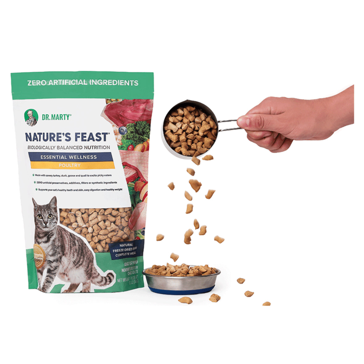 Dr. Marty Nature's Feast Freeze Dried Raw Cat Food Essential Wellness Poultry Recipe