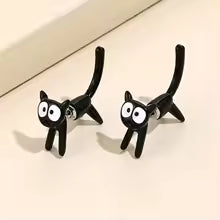 Black Cat Funny Earrings
