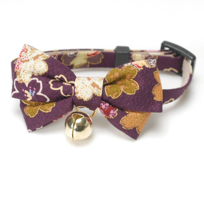 Kimono Bow Tie Cat Collar (Purple)