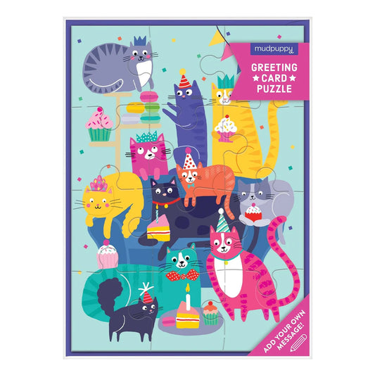 Birthday Card Cat Party Puzzle
