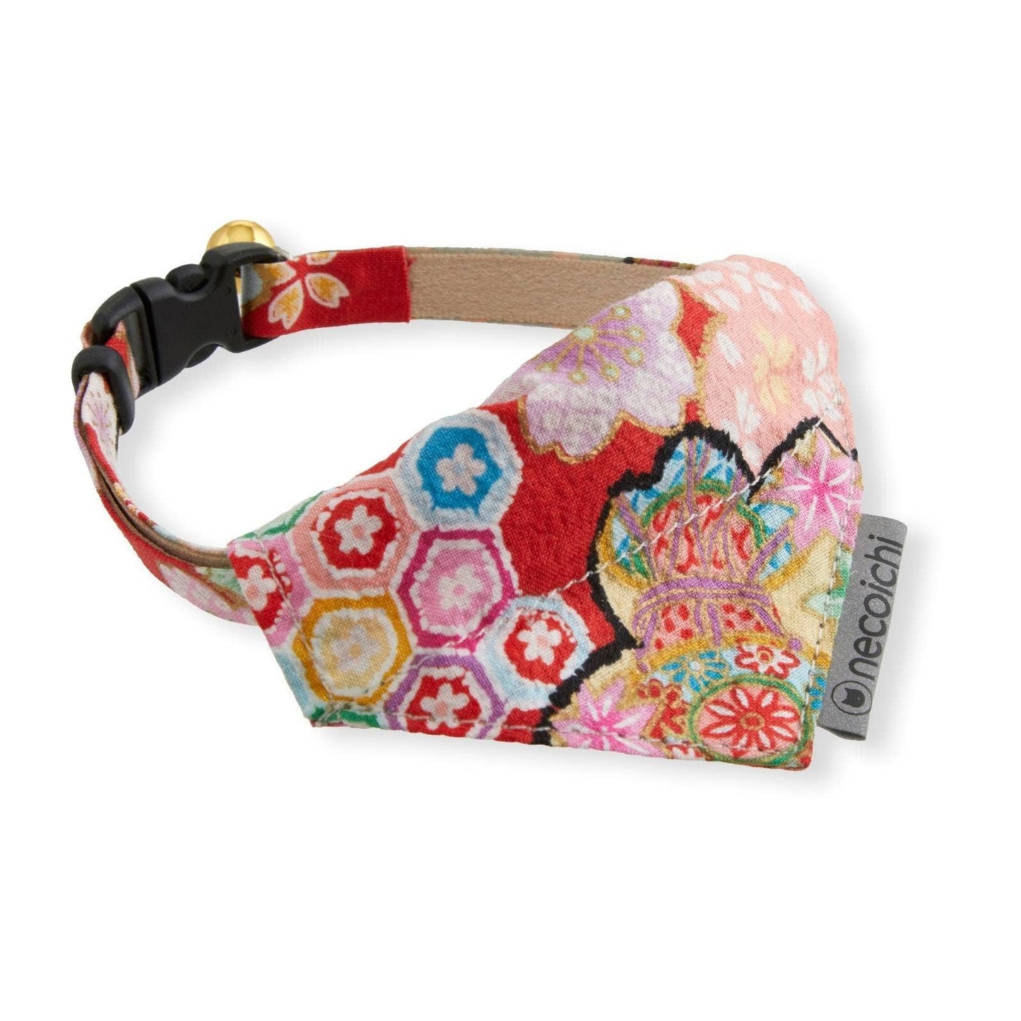 Bandana Cat Collar With Air Tag Pocket (Blossoms Red)