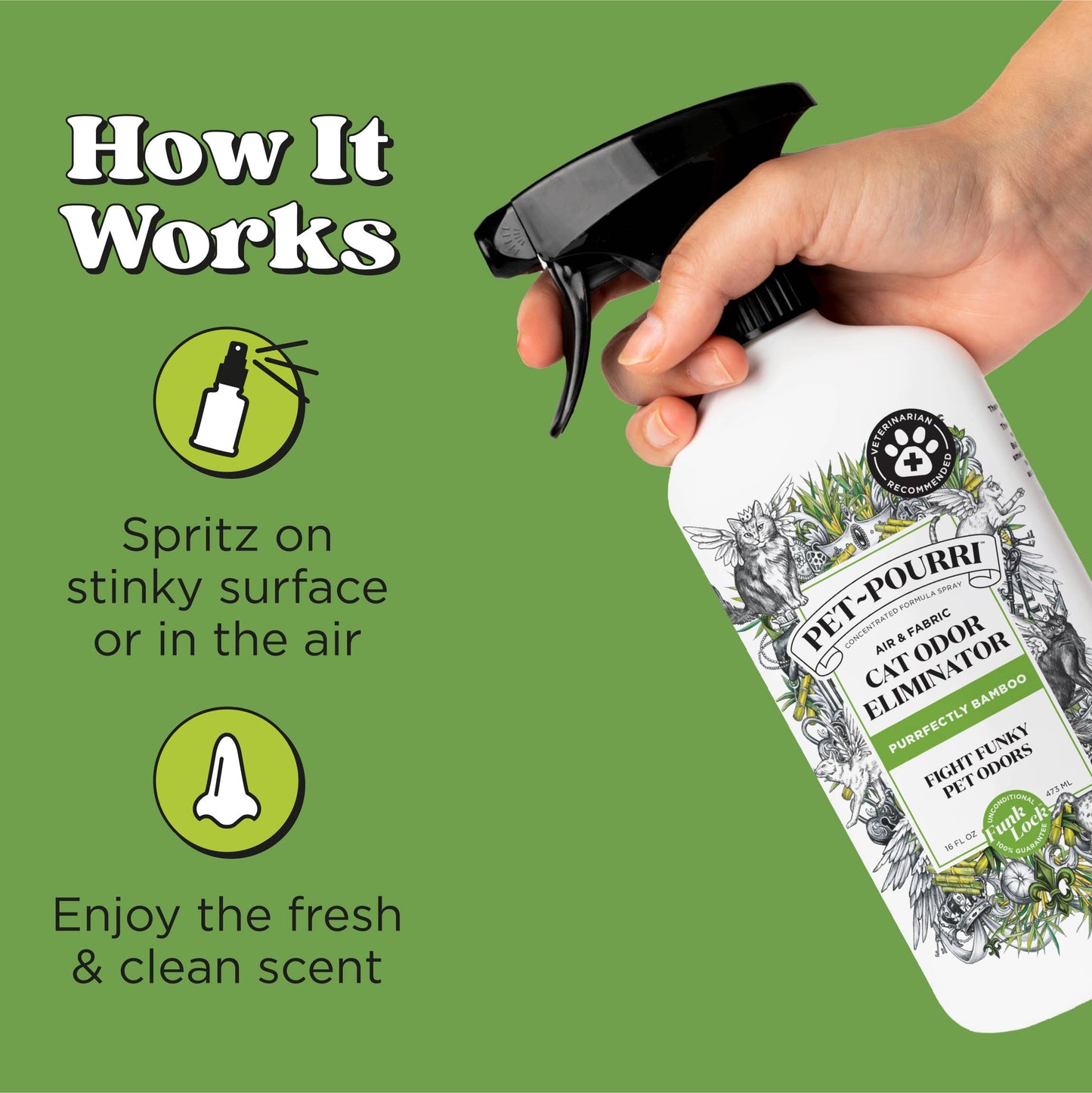 Pet~Pourri Cat Purrfectly Bamboo Air+Fabric Refresher 16oz