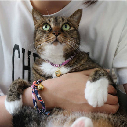 Chirimen Hanabi Fireworks Cat Collar (Purple)